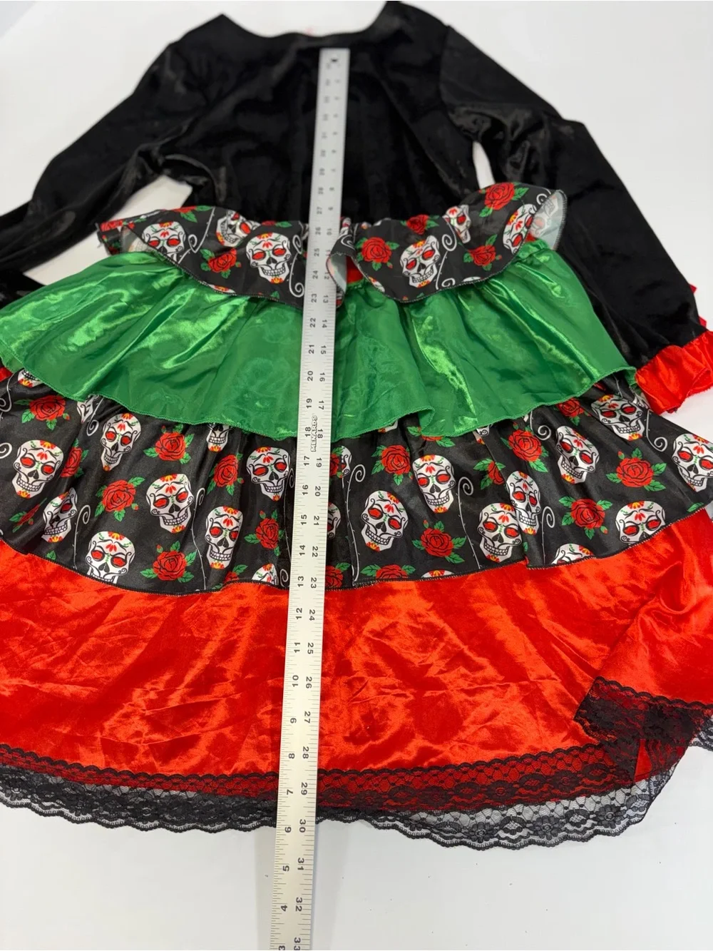 Relibeauty Day of the Dead Sugar Skull Costume Dress Kids Size 150 10 12